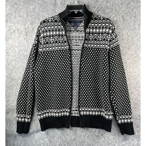 Tommy Hilfiger Nordic Full Zip Fair Isle Sweater Men’s Large XL Wool Blend - Picture 3 of 9